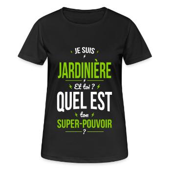 Je suis jardinière - Super-pouvoir blanc - T-shirt respirant Femme - noir - Devant - AI Model Female 172 light (172cm)
