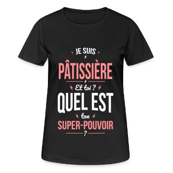 Je suis pâtissière - Super-pouvoir - T-shirt respirant Femme - noir - Devant - AI Model Female 172 light (172cm)