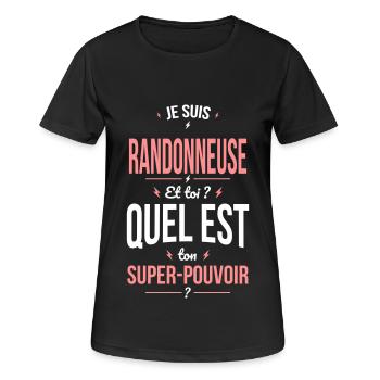 Je suis randonneuse - Super-pouvoir - T-shirt respirant Femme - noir - Devant - AI Model Female 172 light (172cm)