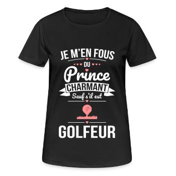 Fous du prince charmant sauf s'il est golfeur - T-shirt respirant Femme - noir - Devant - AI Model Female 172 light (172cm)