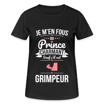Fous du prince charmant sauf s'il est grimpeur - T-shirt respirant Femme - noir - Devant - AI Model Female 172 light (172cm)