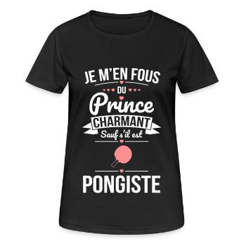 Fous du prince charmant sauf s'il est pongiste - T-shirt respirant Femme - noir - Devant - AI Model Female 172 light (172cm)