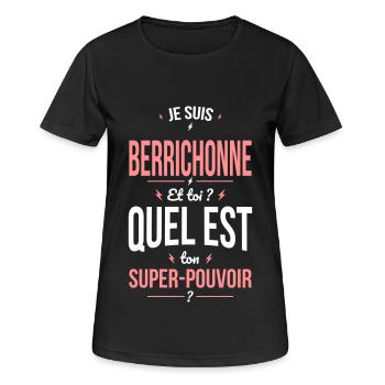 Je suis Berrichonne - Super-pouvoir - Humour - T-shirt respirant Femme - noir - Devant - AI Model Female 172 light (172cm)