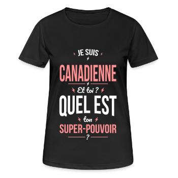 Je suis Canadienne - Super-pouvoir - Cadeau Humour - T-shirt respirant Femme - noir - Devant - AI Model Female 172 light (172cm)