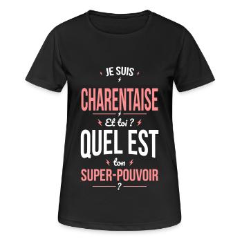 Je suis Charentaise - Super-pouvoir - Humour - T-shirt respirant Femme - noir - Devant - AI Model Female 172 light (172cm)