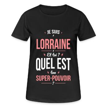 Je suis Lorraine - Super-pouvoir - Cadeau Humour - T-shirt respirant Femme - noir - Devant - AI Model Female 172 light (172cm)