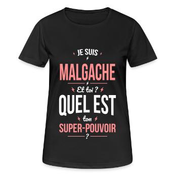 Je suis Malgache - Super-pouvoir - Cadeau Humour - T-shirt respirant Femme - noir - Devant - AI Model Female 172 light (172cm)