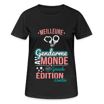 Meilleure Gendarme au monde - 100% géniale - T-shirt respirant Femme - noir - Devant - AI Model Female 172 light (172cm)