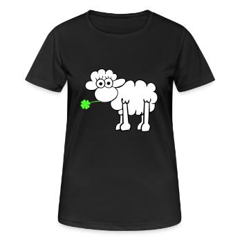 Les moutons avec du trèfle - T-shirt respirant Femme - noir - Devant - AI Model Female 172 light (172cm)