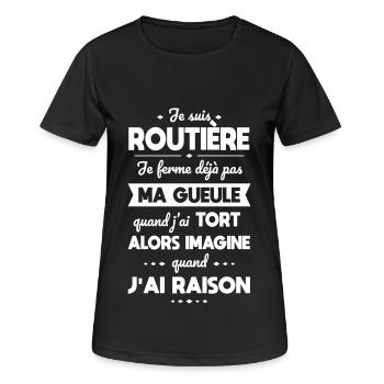 Je suis routière - Je ferme pas ma gueule - T-shirt respirant Femme - noir - Devant - AI Model Female 172 light (172cm)