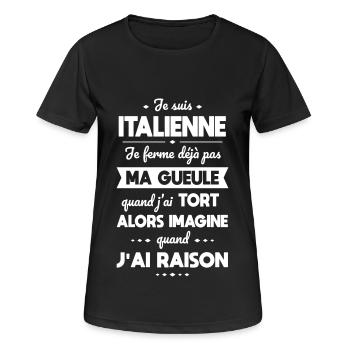 Je suis Italienne - Je ferme pas ma gueule - T-shirt respirant Femme - noir - Devant - AI Model Female 172 light (172cm)