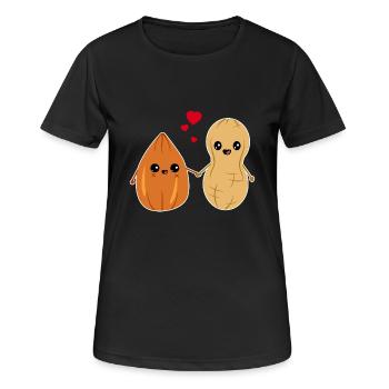 Fell in love with nuts almond peanut couples love - Women's Breathable T-Shirt - black - Front - AI Model Female 172 light (172cm)
