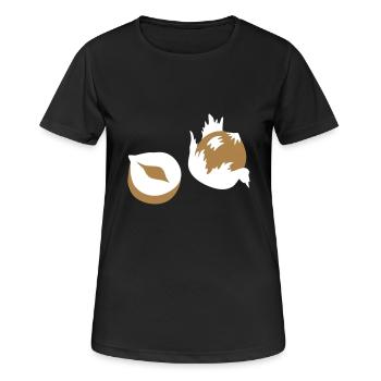 Nuss - Nuesse - Nüsse - 2C - Frauen T-Shirt atmungsaktiv - Schwarz - Vorne - AI Model Female 172 light (172cm)