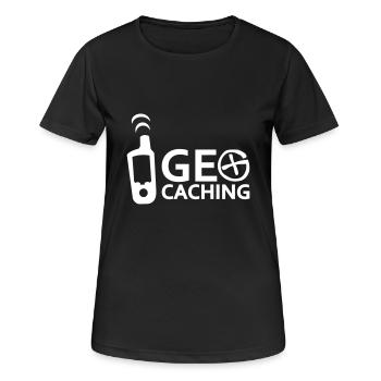 Geocaching - Frauen T-Shirt atmungsaktiv - Schwarz - Vorne - AI Model Female 172 light (172cm)