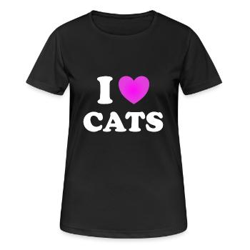 Amoureux des chats J’aime les chats J’aime les chats - T-shirt respirant Femme - noir - Devant - AI Model Female 172 light (172cm)