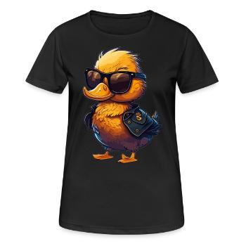 Cool duck with sunglasses - Women's Breathable T-Shirt - black - Front - AI Model Female 172 light (172cm)