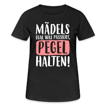 MÄDELS EGAL WAS PASSIERT, PEGEL HALTEN! - Frauen T-Shirt atmungsaktiv - Schwarz - Vorne - AI Model Female 172 light (172cm)