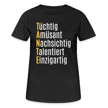 Beste Tante Geschenkidee Buchstabe Eigenschaften - Frauen T-Shirt atmungsaktiv - Schwarz - Vorne - AI Model Female 172 light (172cm)