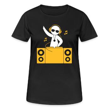 Ein DJ spielt coole Musik - Frauen T-Shirt atmungsaktiv - Schwarz - Vorne - AI Model Female 172 light (172cm)