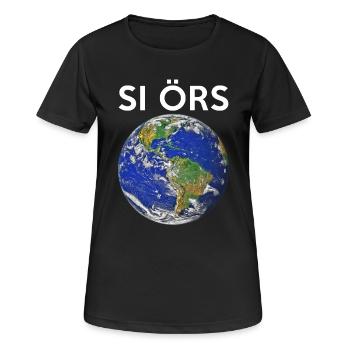 SI ÖRS Earth Globe Anglais TH-Laut tee-aitch - T-shirt respirant Femme - noir - Devant - AI Model Female 172 light (172cm)