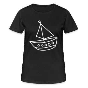 CARTOON SHIP - DRAWING - Frauen T-Shirt atmungsaktiv - Schwarz - Vorne - AI Model Female 172 light (172cm)