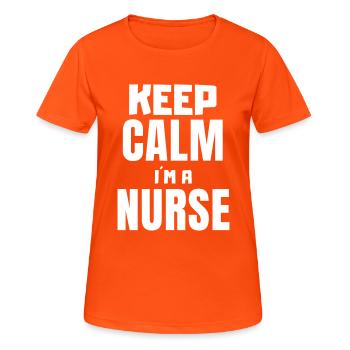 Keep calm i am a nurse - Frauen T-Shirt atmungsaktiv - Neonorange - Vorne - AI Model Female 172 dark (172cm)