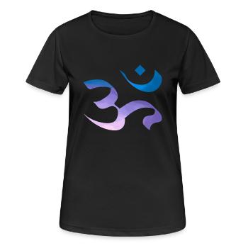 om - Frauen T-Shirt atmungsaktiv - Schwarz - Vorne - AI Model Female 172 light (172cm)