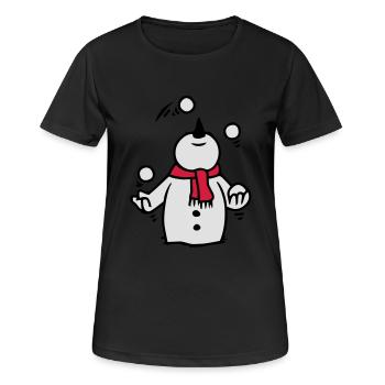 bonhomme de neige jonglant avec les boules de neige - T-shirt respirant Femme - noir - Devant - AI Model Female 172 light (172cm)