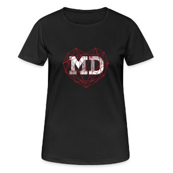 MD Herz - Frauen T-Shirt atmungsaktiv - Schwarz - Vorne - AI Model Female 172 light (172cm)