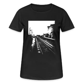 U-Bahn - Frauen T-Shirt atmungsaktiv - Schwarz - Vorne - AI Model Female 172 light (172cm)