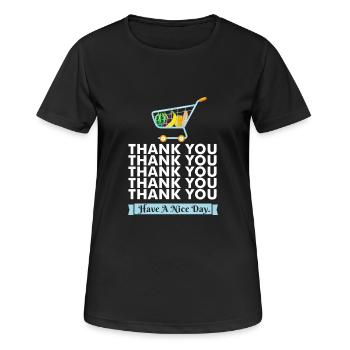 Die Einkaufstasche / Der Einkaufswagen! - Geschenk - Frauen T-Shirt atmungsaktiv - Schwarz - Vorne - AI Model Female 172 light (172cm)