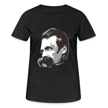 Nietzsche (3farbig) - Frauen T-Shirt atmungsaktiv - Schwarz - Vorne - AI Model Female 172 light (172cm)