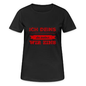 ich deins, du meins, wir eins - Frauen T-Shirt atmungsaktiv - Schwarz - Vorne - AI Model Female 172 light (172cm)