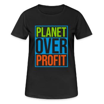 Planète sur le devis de profit - T-shirt respirant Femme - noir - Devant - AI Model Female 172 light (172cm)