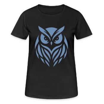 Wise Wood Owl: Tawny Owl silhouette art - Women's Breathable T-Shirt - black - Front - AI Model Female 172 light (172cm)