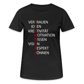 Teamwork - Frauen T-Shirt atmungsaktiv - Schwarz - Vorne - AI Model Female 172 light (172cm)