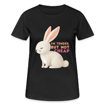 Je suis tendre, mais pas bon marché - T-shirt respirant Femme - noir - Devant - AI Model Female 172 light (172cm)