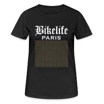 TheRealBikelife Paris Monogramme - T-shirt respirant Femme - noir - Devant - AI Model Female 172 light (172cm)