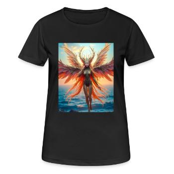 Alkonost, slawischer mythischer Vogel mit göttlicher Stimme - Frauen T-Shirt atmungsaktiv - Schwarz - Vorne - AI Model Female 172 light (172cm)