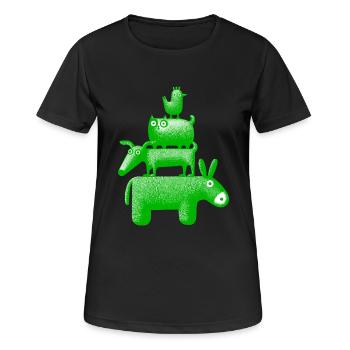 Stadtmusikanten "Grün" - Frauen T-Shirt atmungsaktiv - Schwarz - Vorne - AI Model Female 172 light (172cm)
