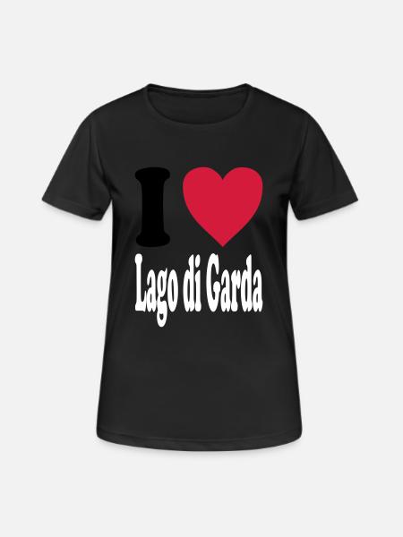 J'adore Lago di Garda (toutes les couleurs!) - T-shirt respirant Femme - noir