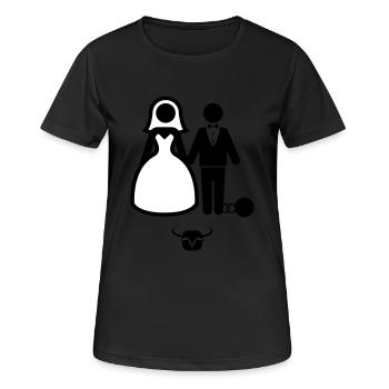 Ehe Eisenkugel - Frauen T-Shirt atmungsaktiv - Schwarz - Vorne - AI Model Female 172 light (172cm)