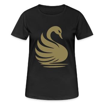 Elegante Schwan-Silhouette: Anmut auf dem Wasser - Frauen T-Shirt atmungsaktiv - Schwarz - Vorne - AI Model Female 172 light (172cm)