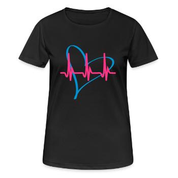 heartbeat - Frauen T-Shirt atmungsaktiv - Schwarz - Vorne - AI Model Female 172 light (172cm)