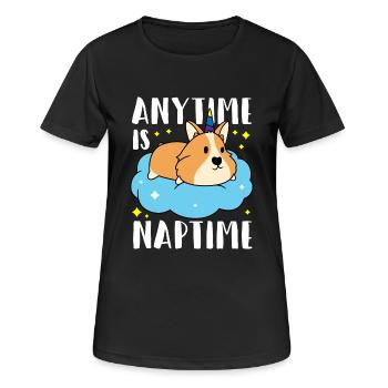 Corgi Einhorn schlafen - Nap Time - Frauen T-Shirt atmungsaktiv - Schwarz - Vorne - AI Model Female 172 light (172cm)