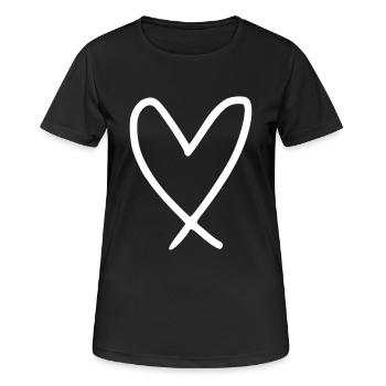 Herz Emoji Skizze - Frauen T-Shirt atmungsaktiv - Schwarz - Vorne - AI Model Female 172 light (172cm)