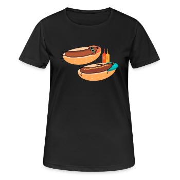 Saucisses chaudes - T-shirt respirant Femme - noir - Devant - AI Model Female 172 light (172cm)