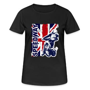 Speedway Racing - Frauen T-Shirt atmungsaktiv - Schwarz - Vorne - AI Model Female 172 light (172cm)