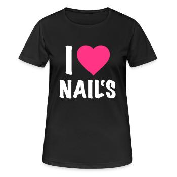 I love Nails - Artiste Nail - Nail Design - Nails - T-shirt respirant Femme - noir - Devant - AI Model Female 172 light (172cm)