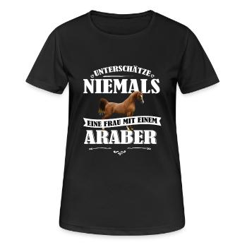 Araber Pferde Shirt-UNF - Frauen T-Shirt atmungsaktiv - Schwarz - Vorne - AI Model Female 172 light (172cm)